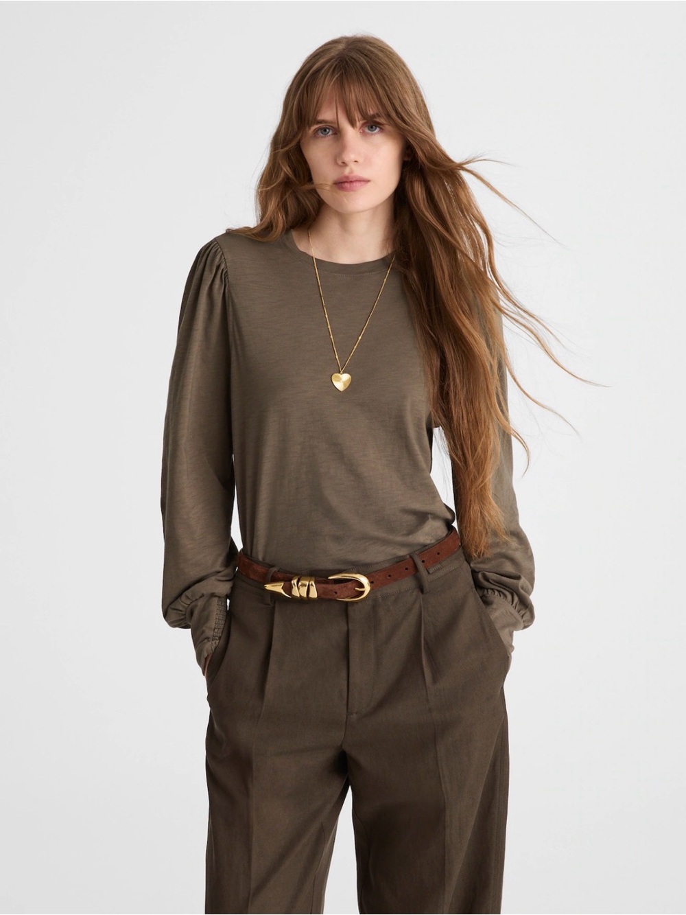 Madewell Smocked Long-Sleeve Top in Soft Slub